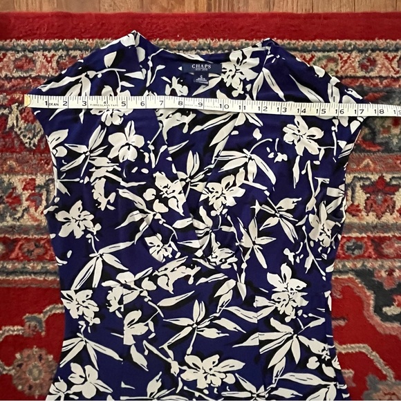 Floral Blue Midi Flared Sleeveless Dress - Picture 5 of 8